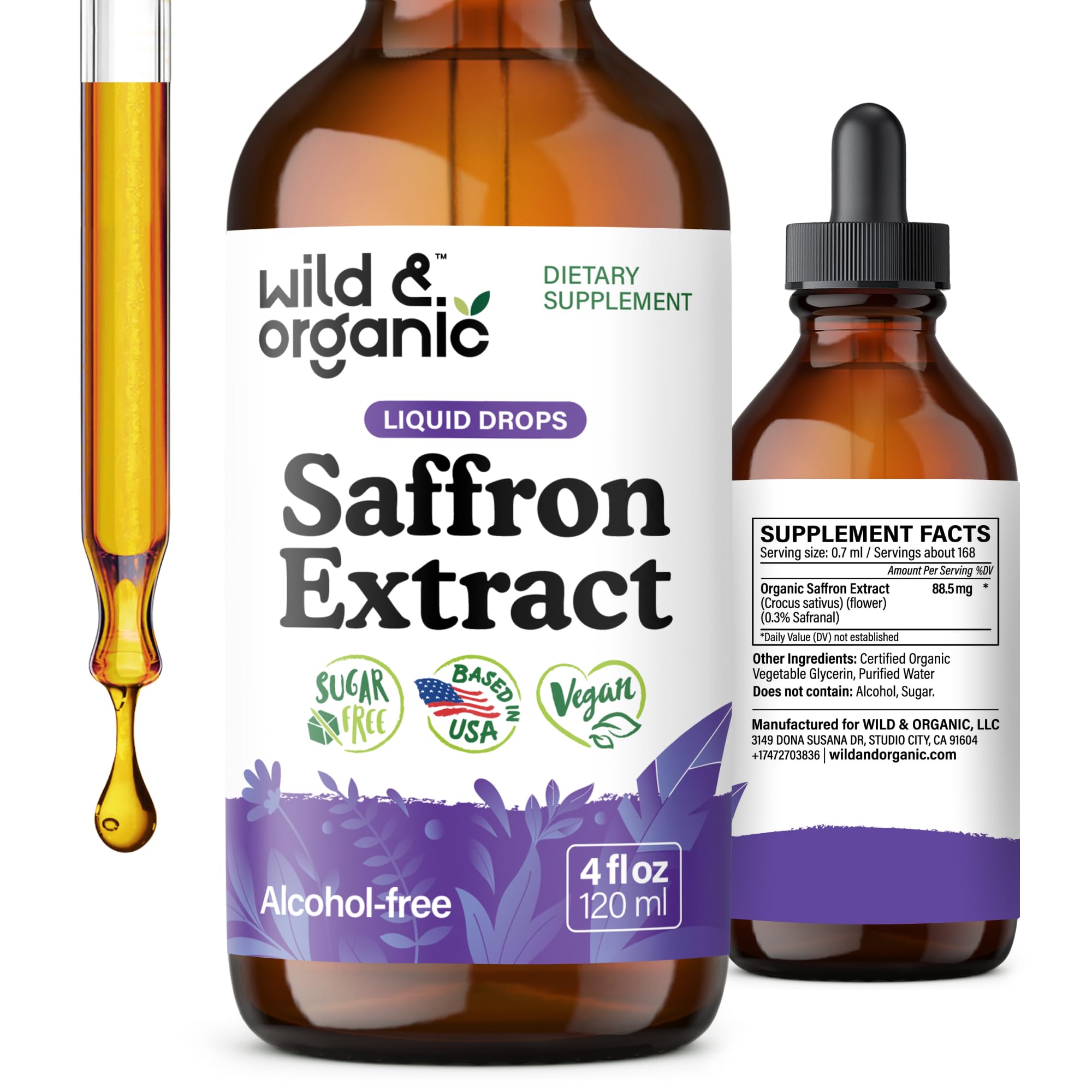 Wild & Organic Saffron Liquid Drops for Mood & Focus

