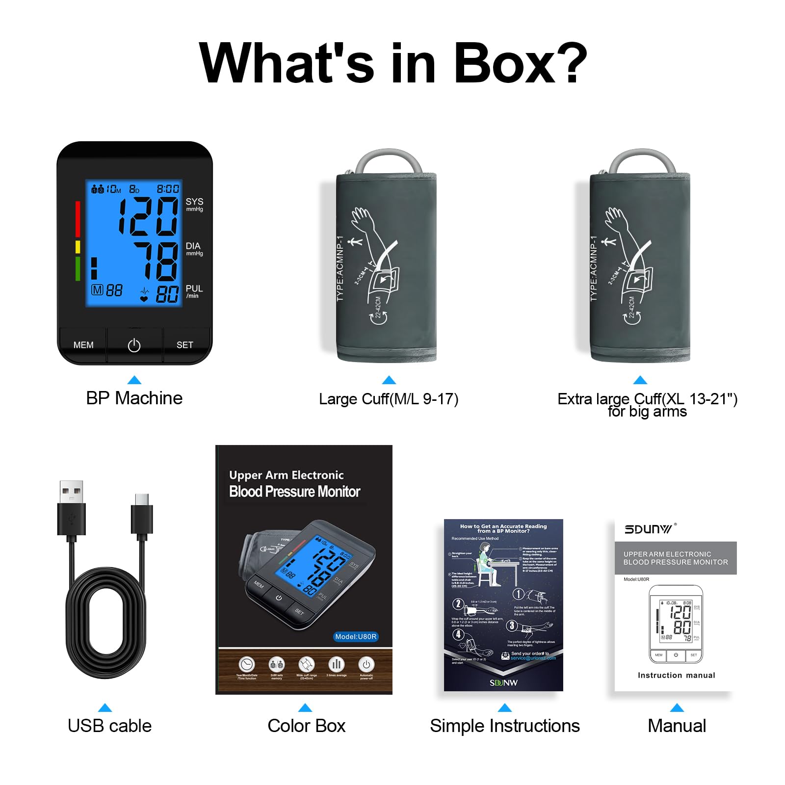SDUNW Upper Arm Blood Pressure Monitor for Home Use

