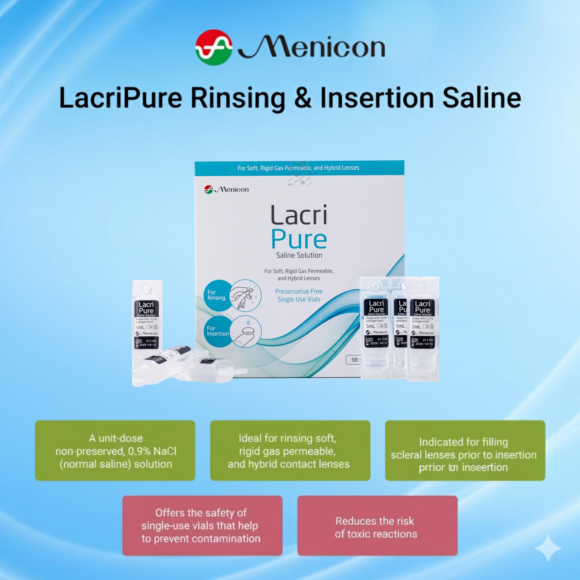 Menicon LacriPure Saline Contact Lens Solution Rinse

