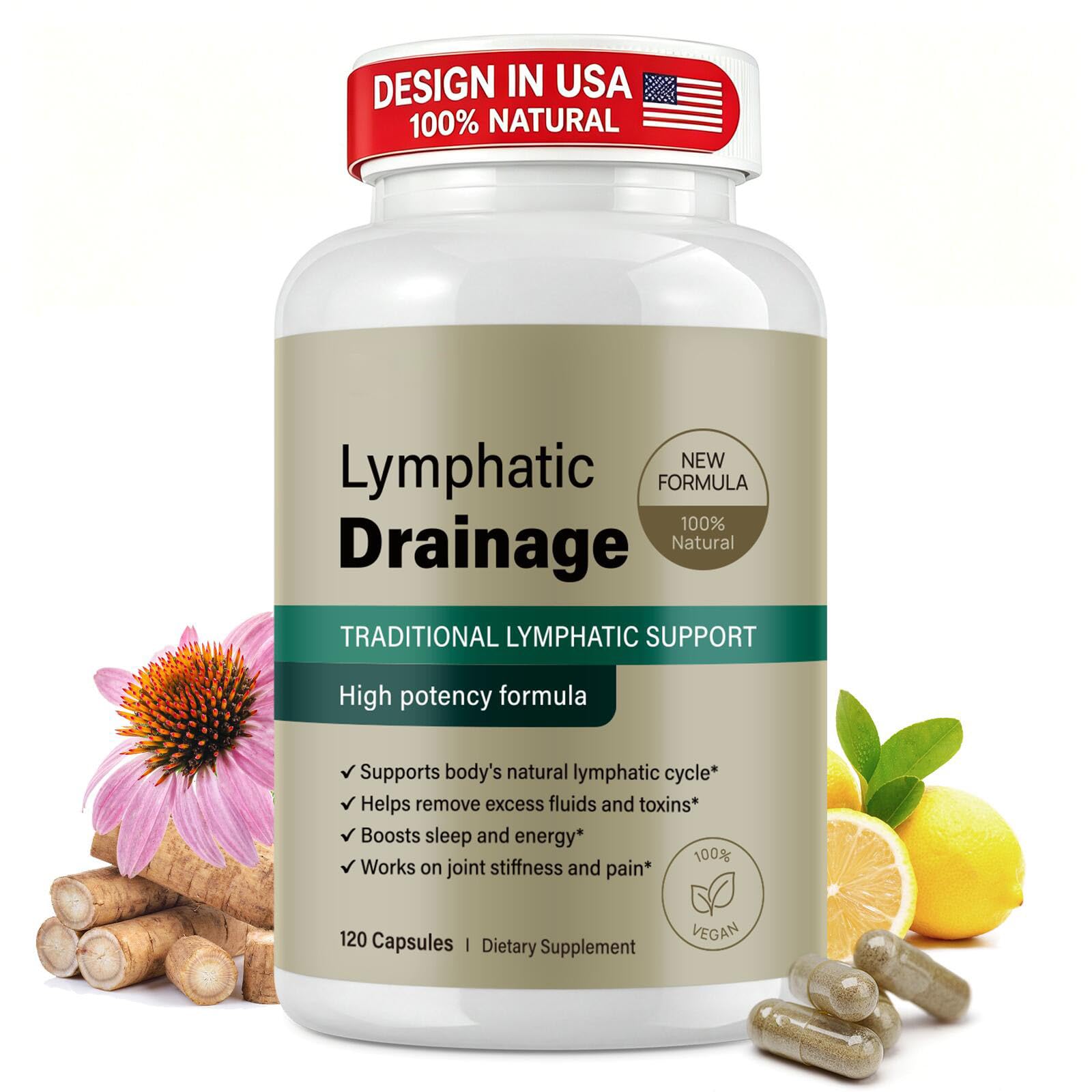 Lymphatic Support Herbal Capsules for Immune & Fluid Balance

