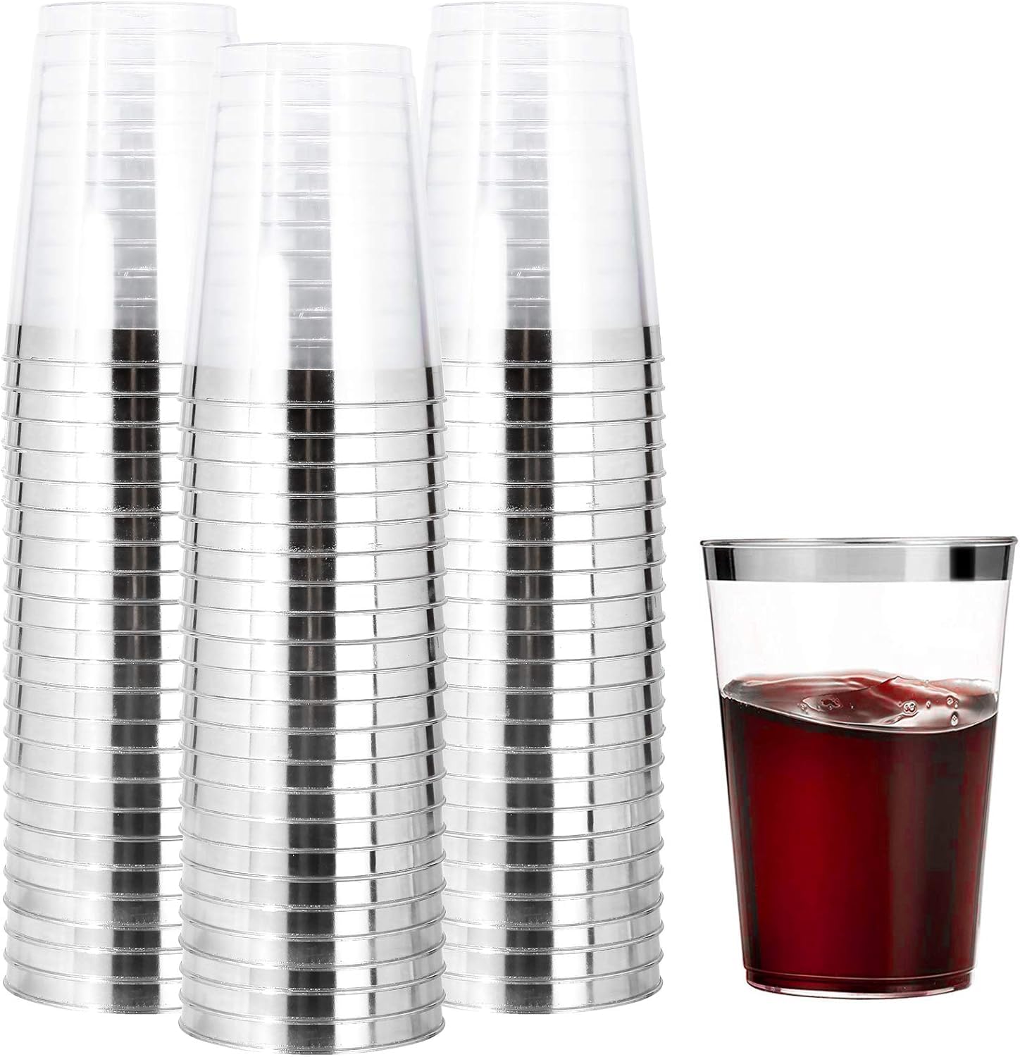 Decorative Rim Disposable Plastic Cups – BPA-Free, Food-Grade