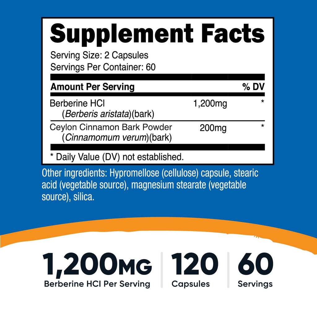 Nutricost Berberine HCl with Ceylon Cinnamon Supplement

