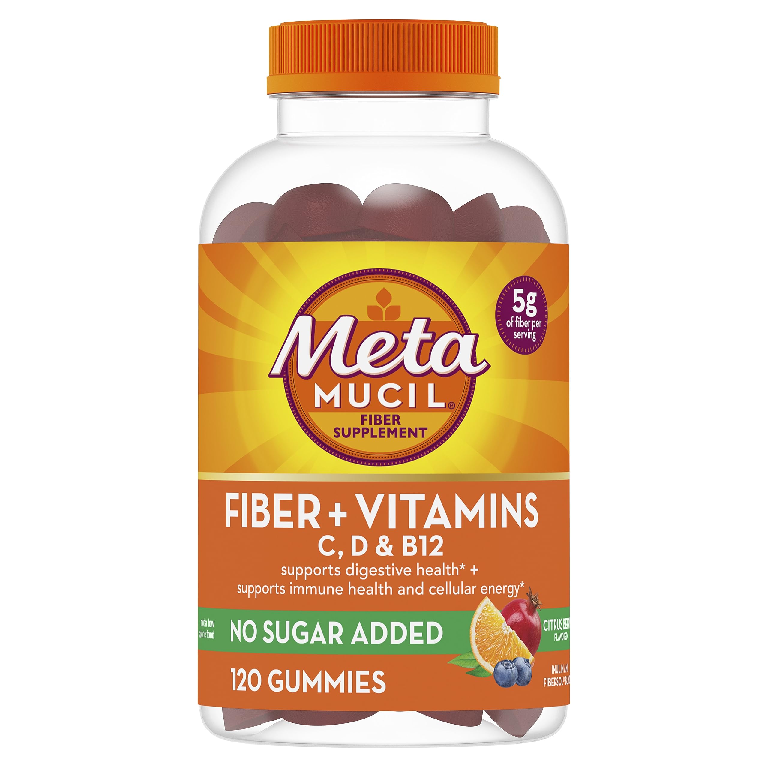 Metamucil Citrus Berry Fiber Gummies | Vitamins C, D & B12

