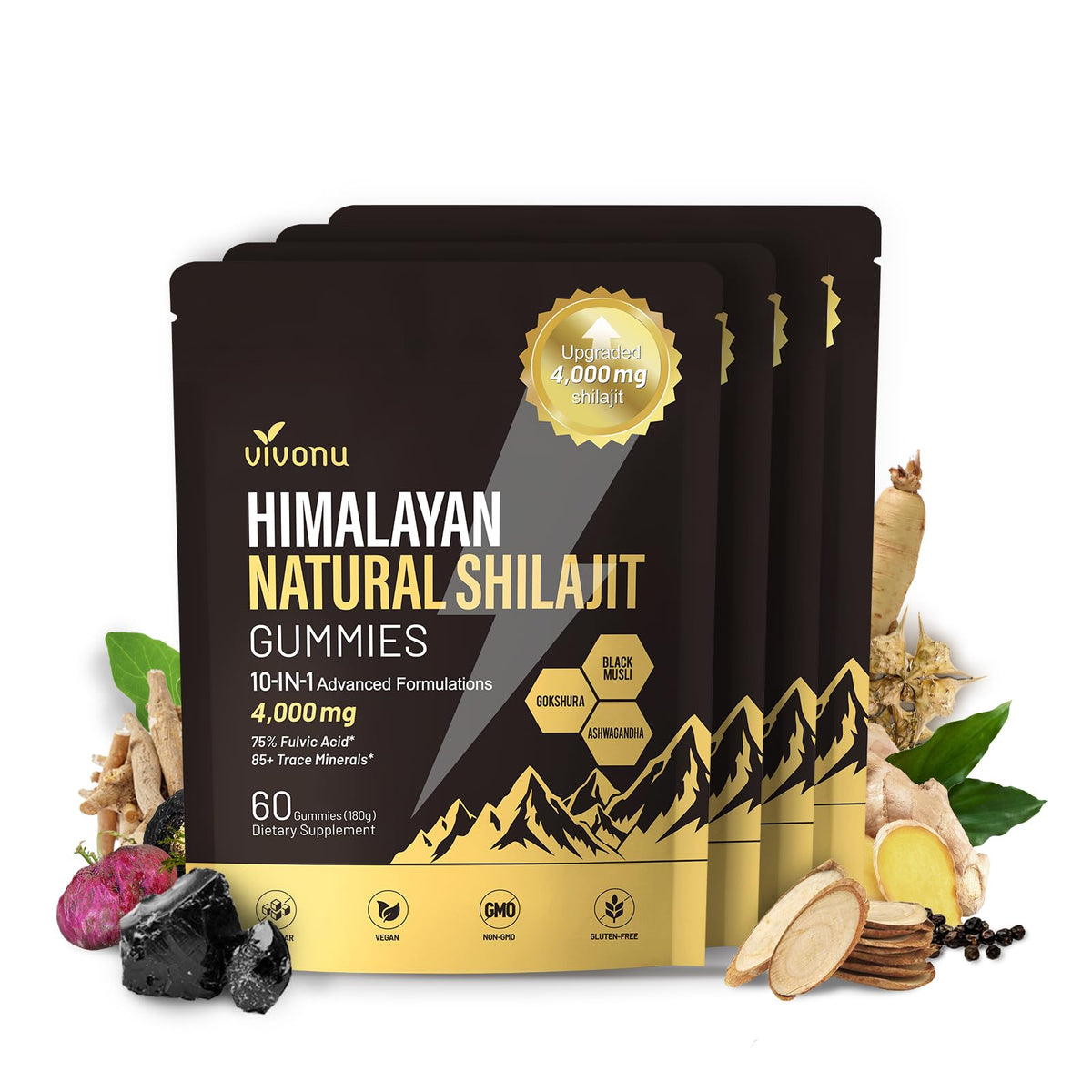 VivoNu Himalayan Shilajit Gummies with Ashwagandha & Gokshura