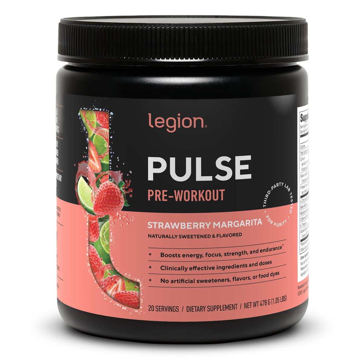 Legion Pulse Pre Workout Supplement - All Natural Nitric Oxide, Creatine Free, Naturally Sweetened