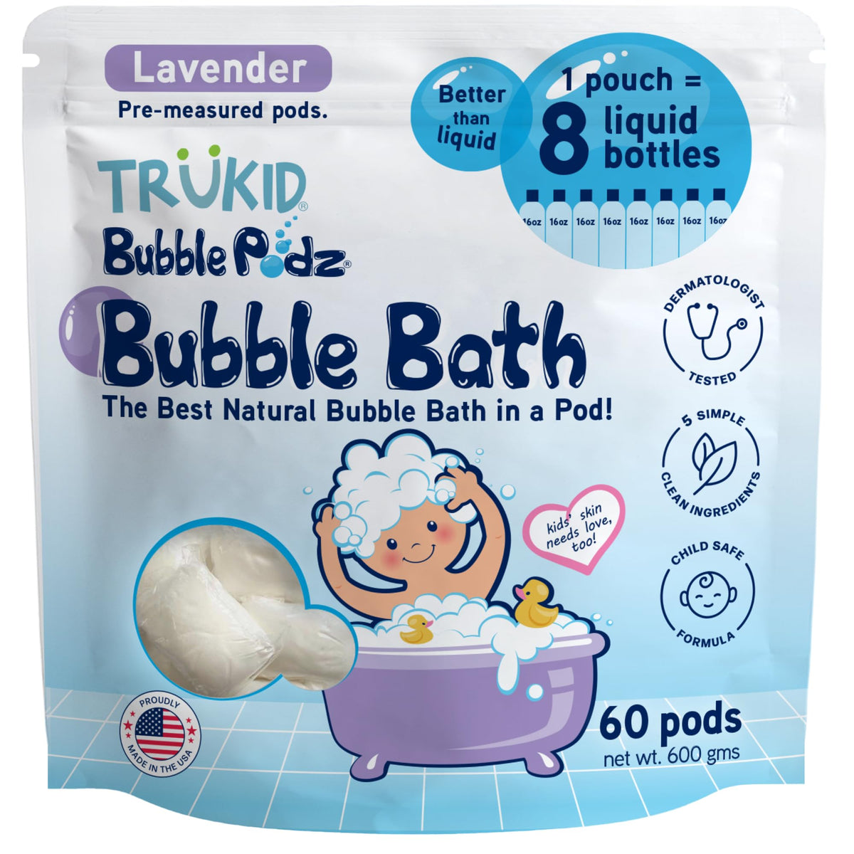 TruKid Bubble Podz Bubble Bath for Kids NEA-Accepted for Eczema