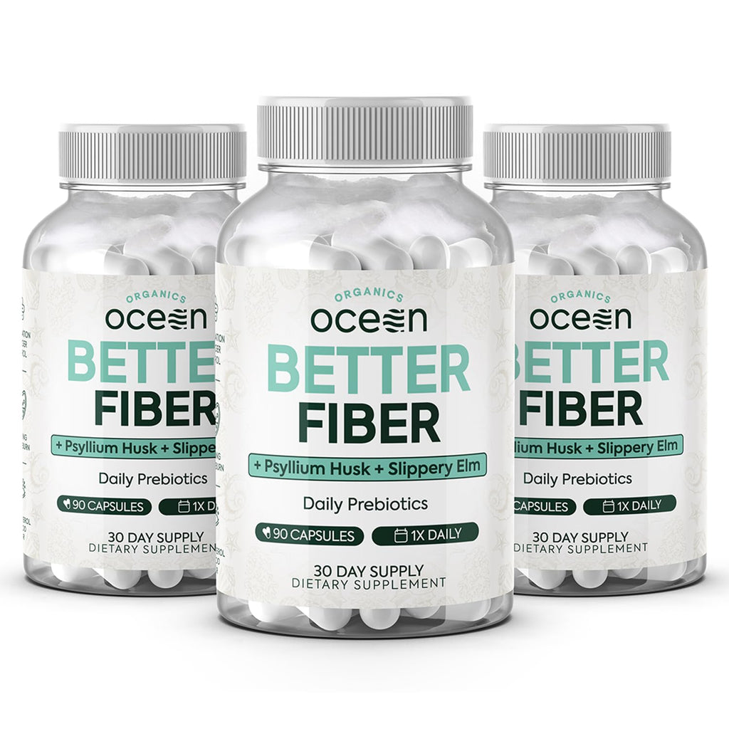 Organics Ocean Better Fiber Daily Fiber Supplement with Psyllium Husk, Slippery Elm & Aloe Ferox