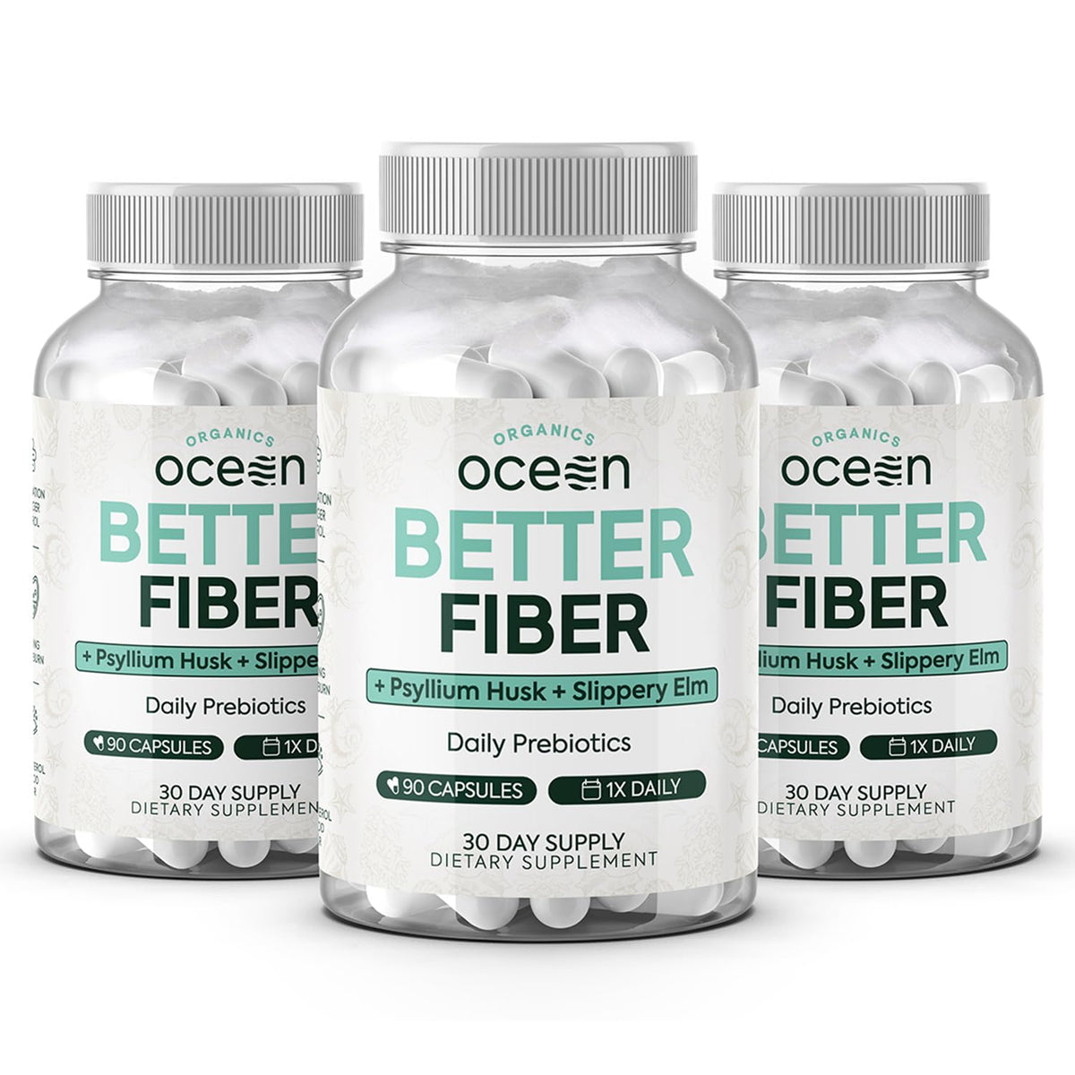 Organics Ocean Better Fiber Daily Fiber Supplement with Psyllium Husk, Slippery Elm & Aloe Ferox