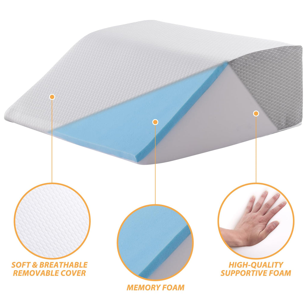Bedluxe Leg Elevation Pillow Memory Foam Top for Leg Support

