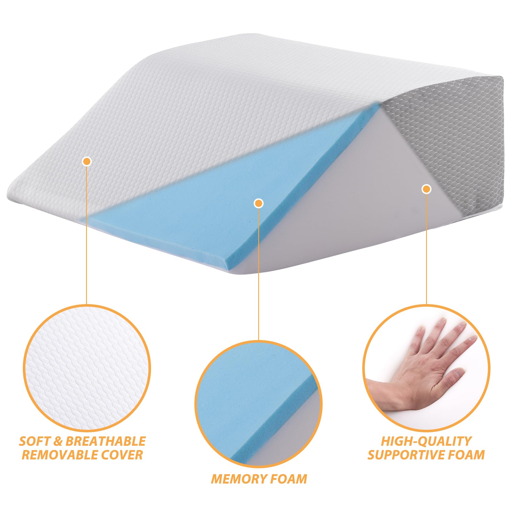 Bedluxe Leg Elevation Pillow Memory Foam Top for Leg Support

