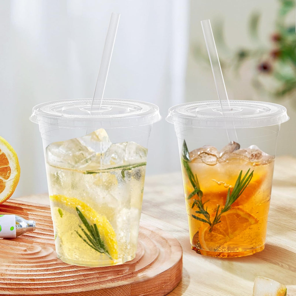 Dealusy Plastic Cups with Lids and Straws - Food Safe

