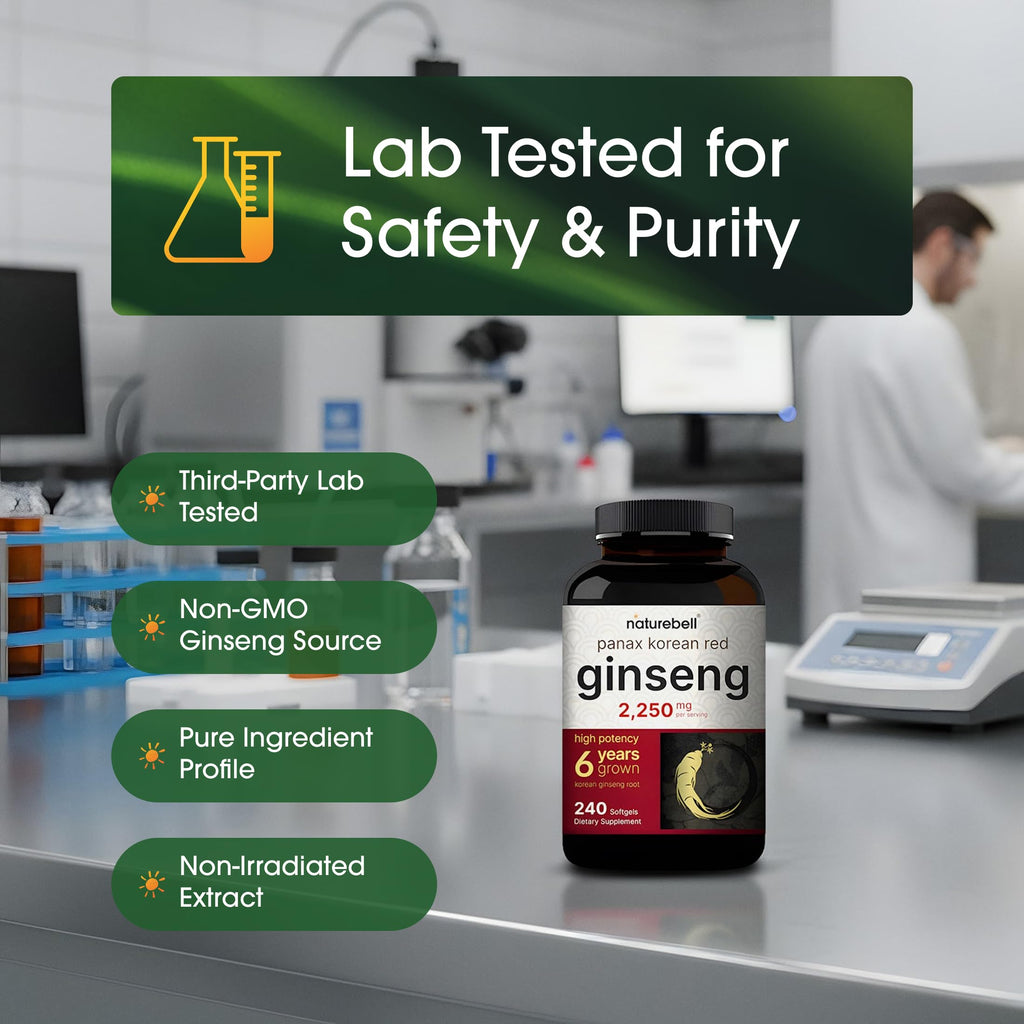 NatureBell Panax Ginseng Softgels Energy & Immune Support

