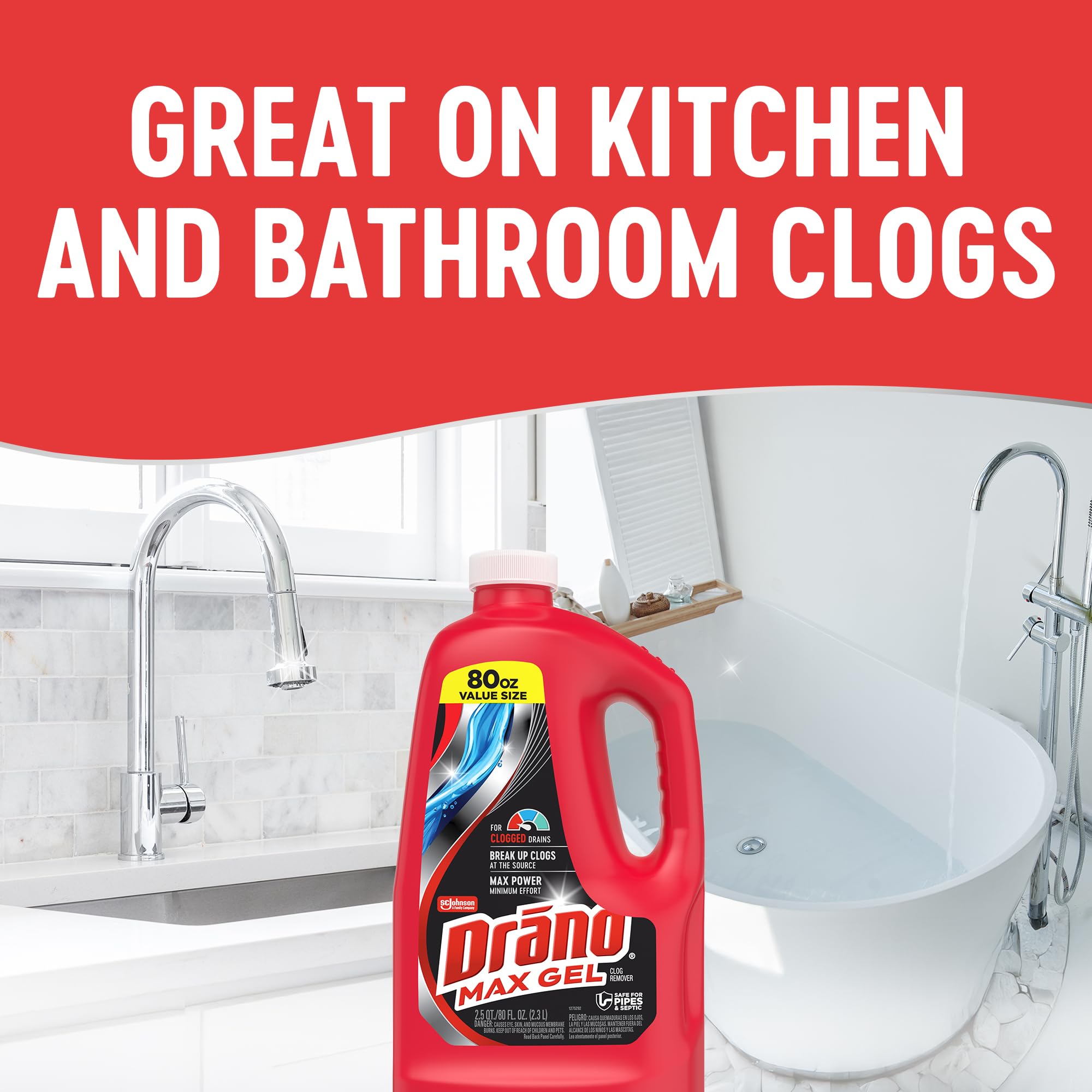 Drano Max Gel Drain Clog Remover & Cleaner | Fast-Acting


