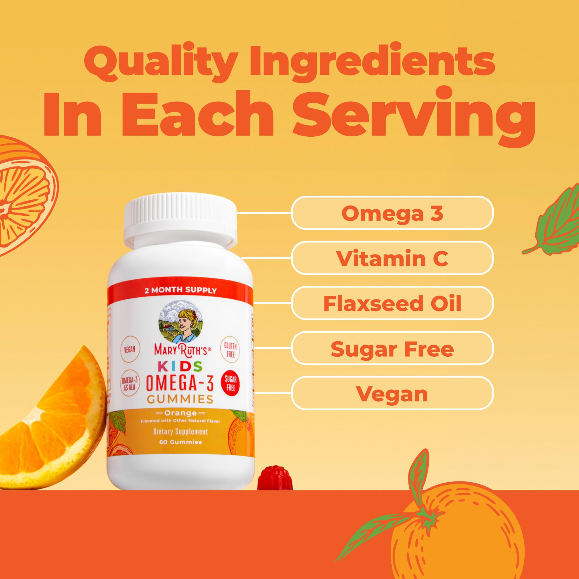 MaryRuth's Vegan Omega-3 Gummies with Flaxseed and Vitamin C

