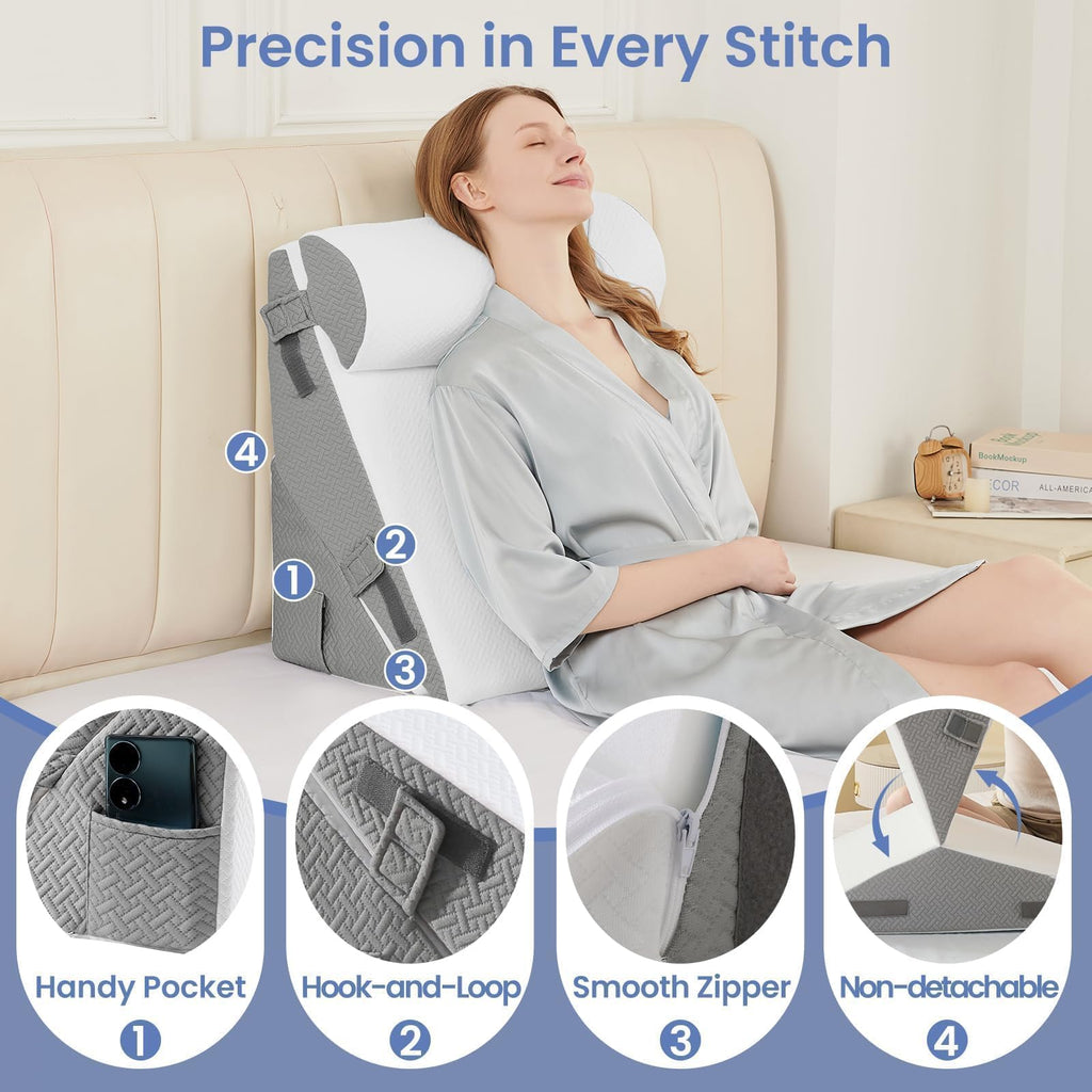 Sasttie Wedge Pillow Set with Memory Foam Neck Cushion

