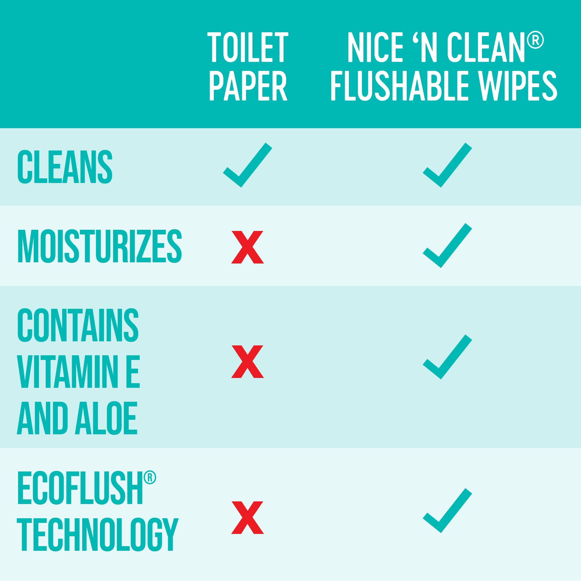Nice 'N Clean Flushable Wipes - Plant-Based Fibers

