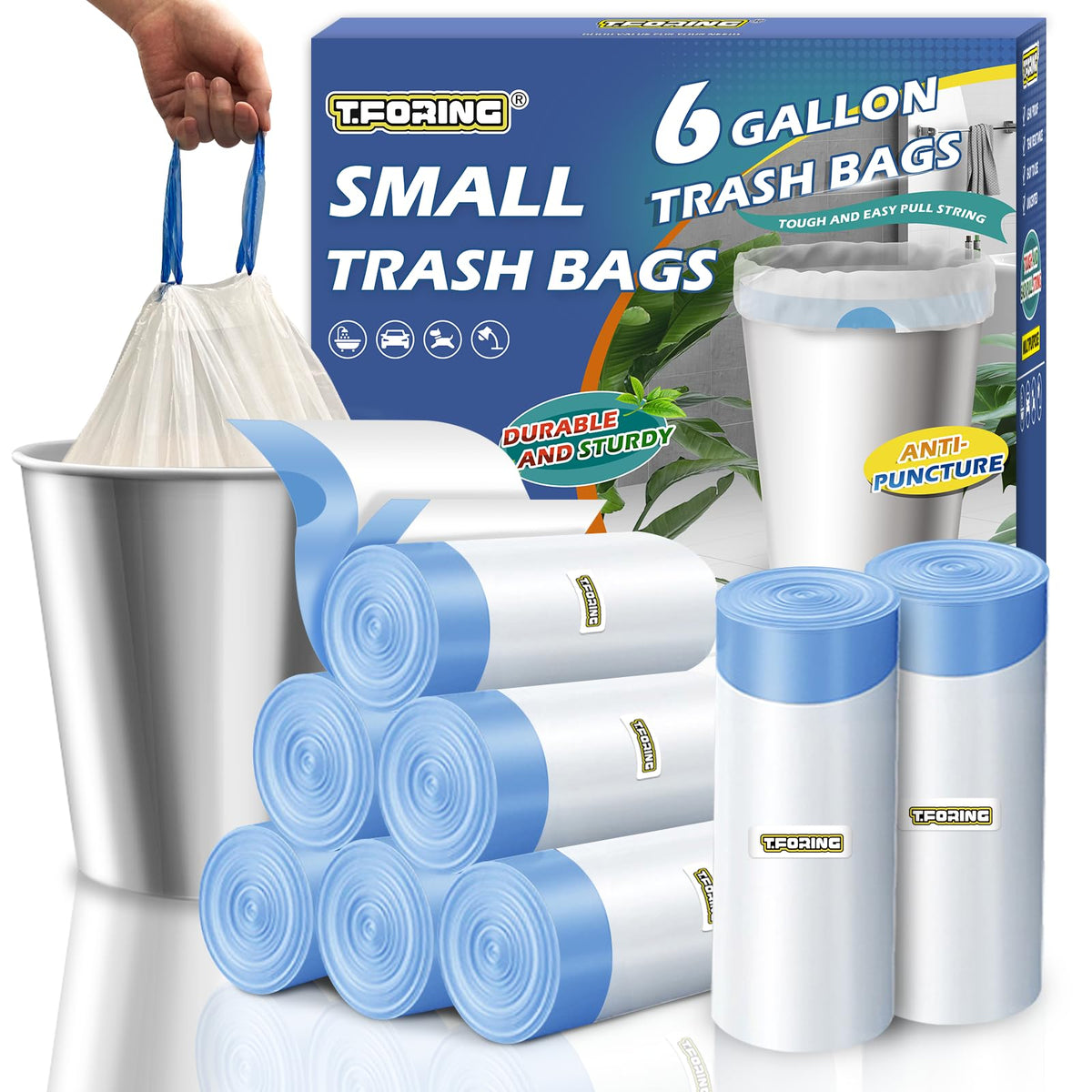 Heavy-Duty Drawstring Trash Bags – Leakproof, Tear-Resistant