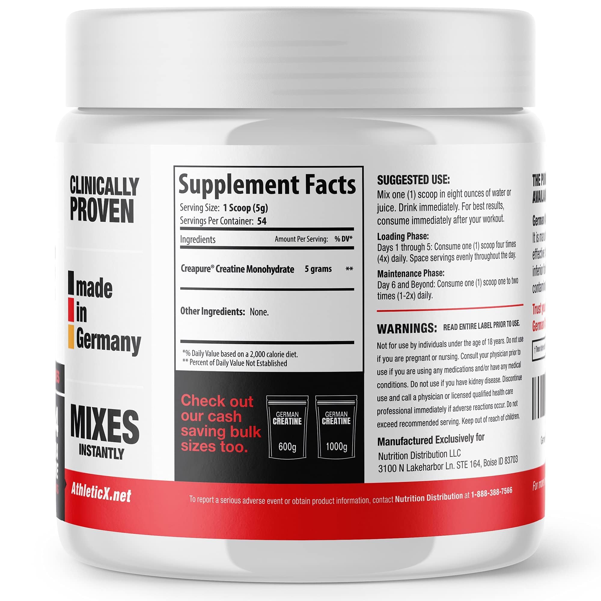 German Creatine Monohydrate Powder Micronized Unflavored

