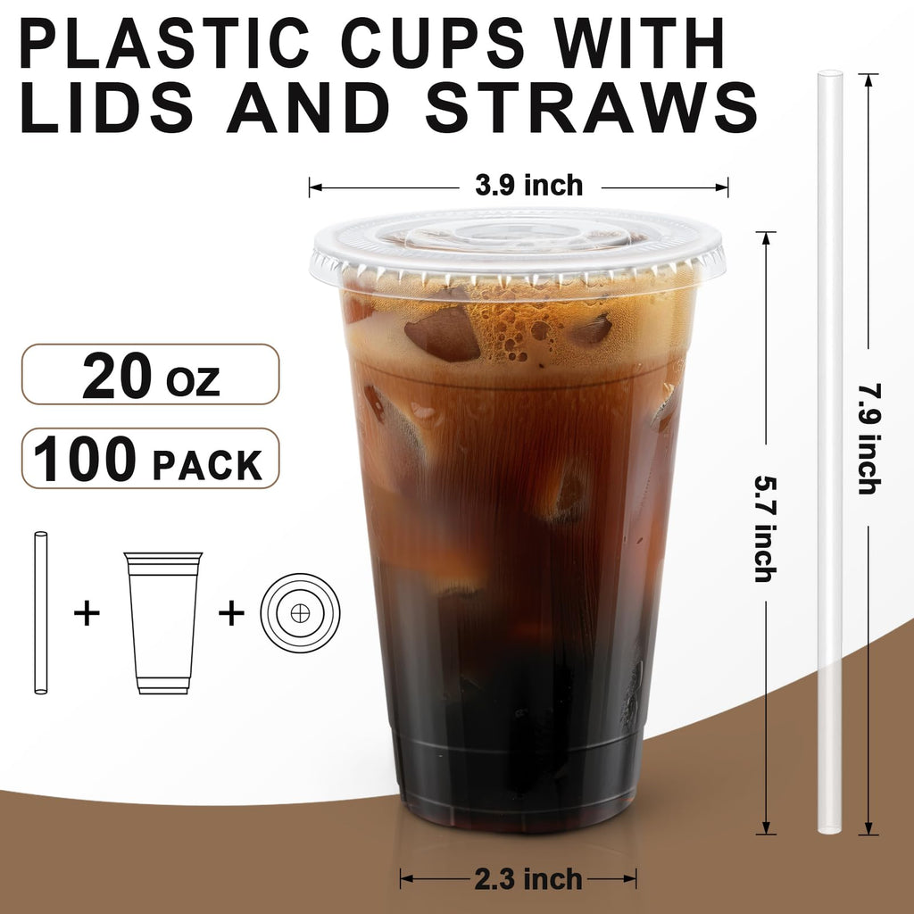 Lamosi Clear Plastic Cups with Lids & Straws – To-Go

