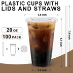 Lamosi Clear Plastic Cups with Lids & Straws – To-Go

