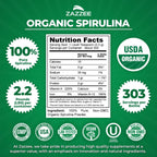 Zazzee USDA Organic Spirulina Powder - 100% Pure

