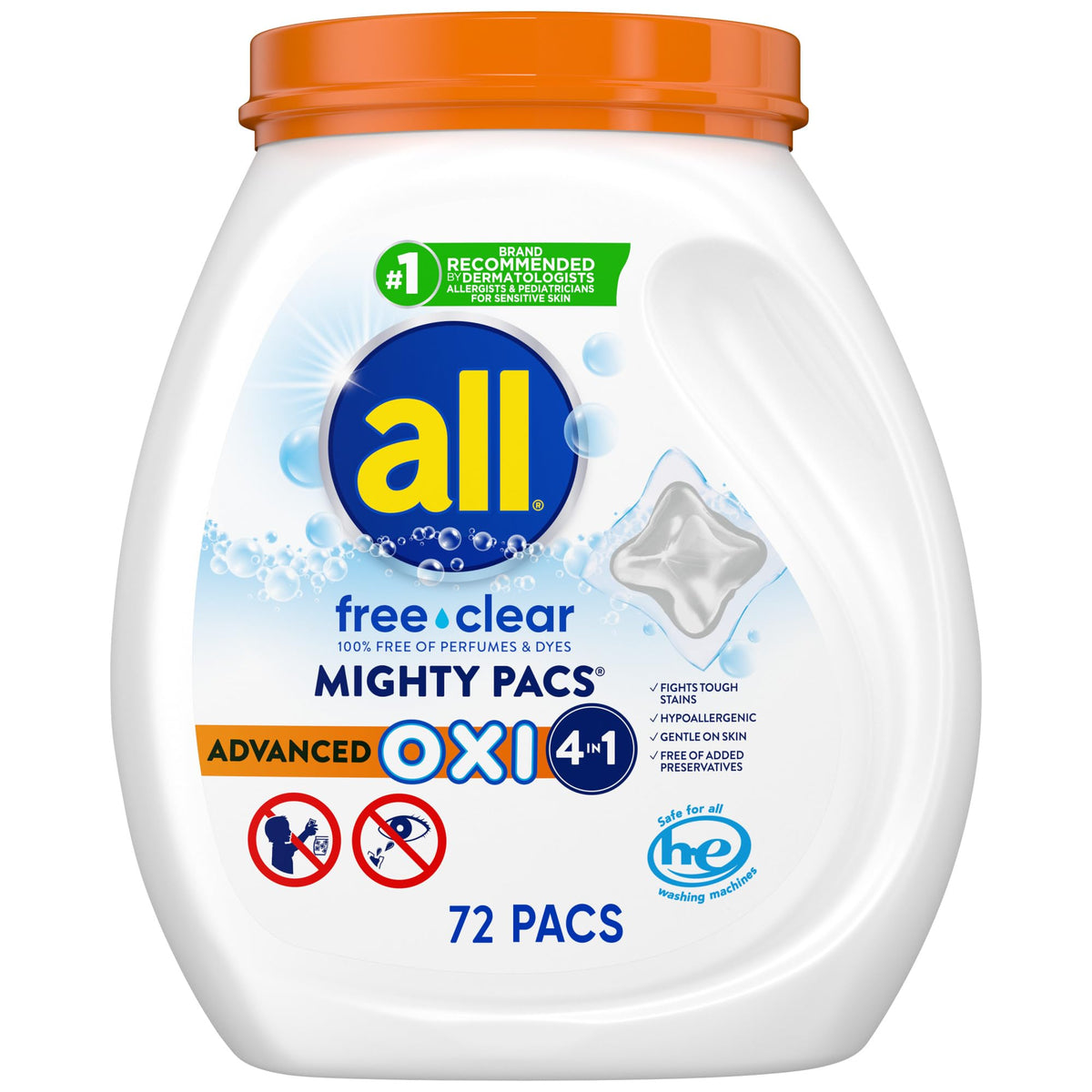 all free clear Mighty Pacs OXI Laundry Detergent Pacs