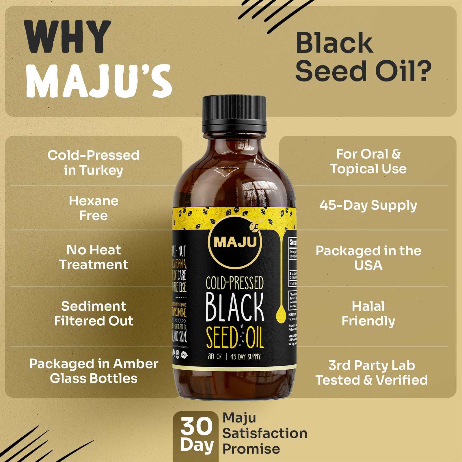 MAJU Black Seed Oil - Cold-Pressed Turkish Nigella Sativa

