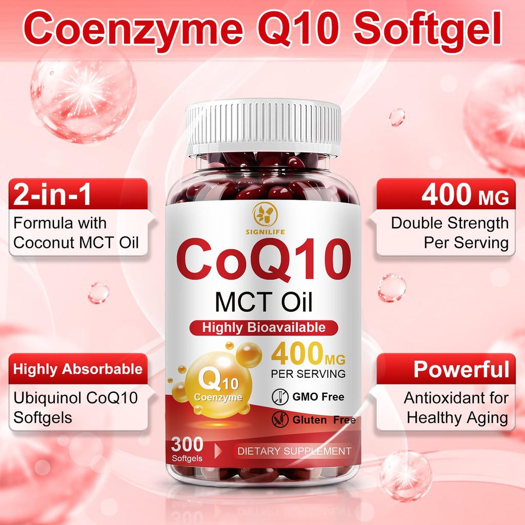 CoQ10 400mg Softgels with MCT Oil for Heart Support

