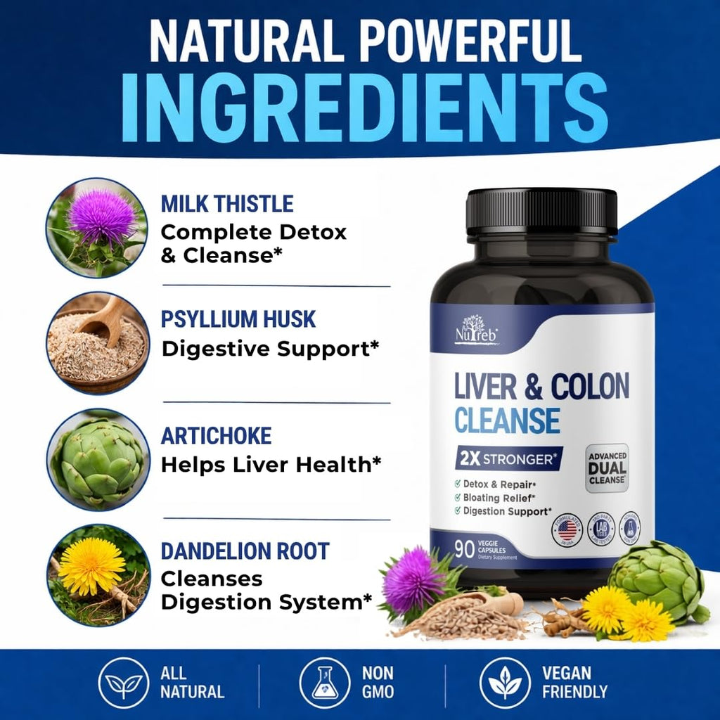 Nutreb Liver & Colon Cleanse - Liver Detox & Colon Support

