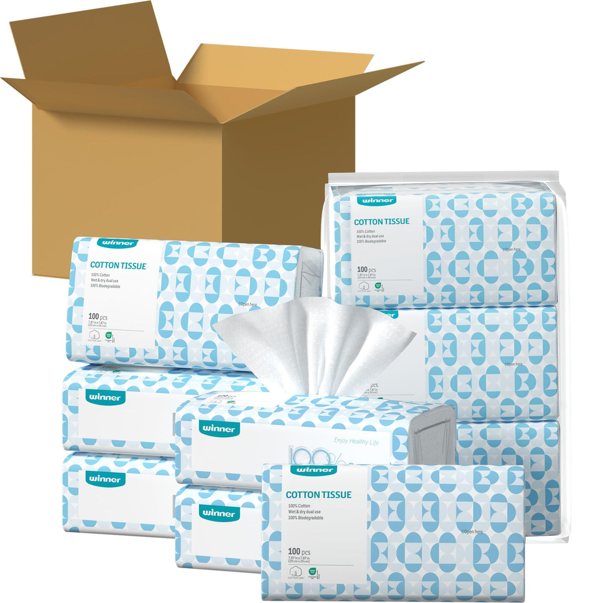 Winner Soft Face Towels - Unscented Pure Cotton Disposable Towelettes