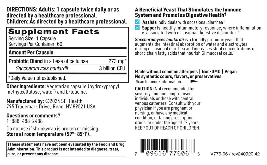 Klaire Labs Saccharomyces boulardii Probiotic - 5B CFU

