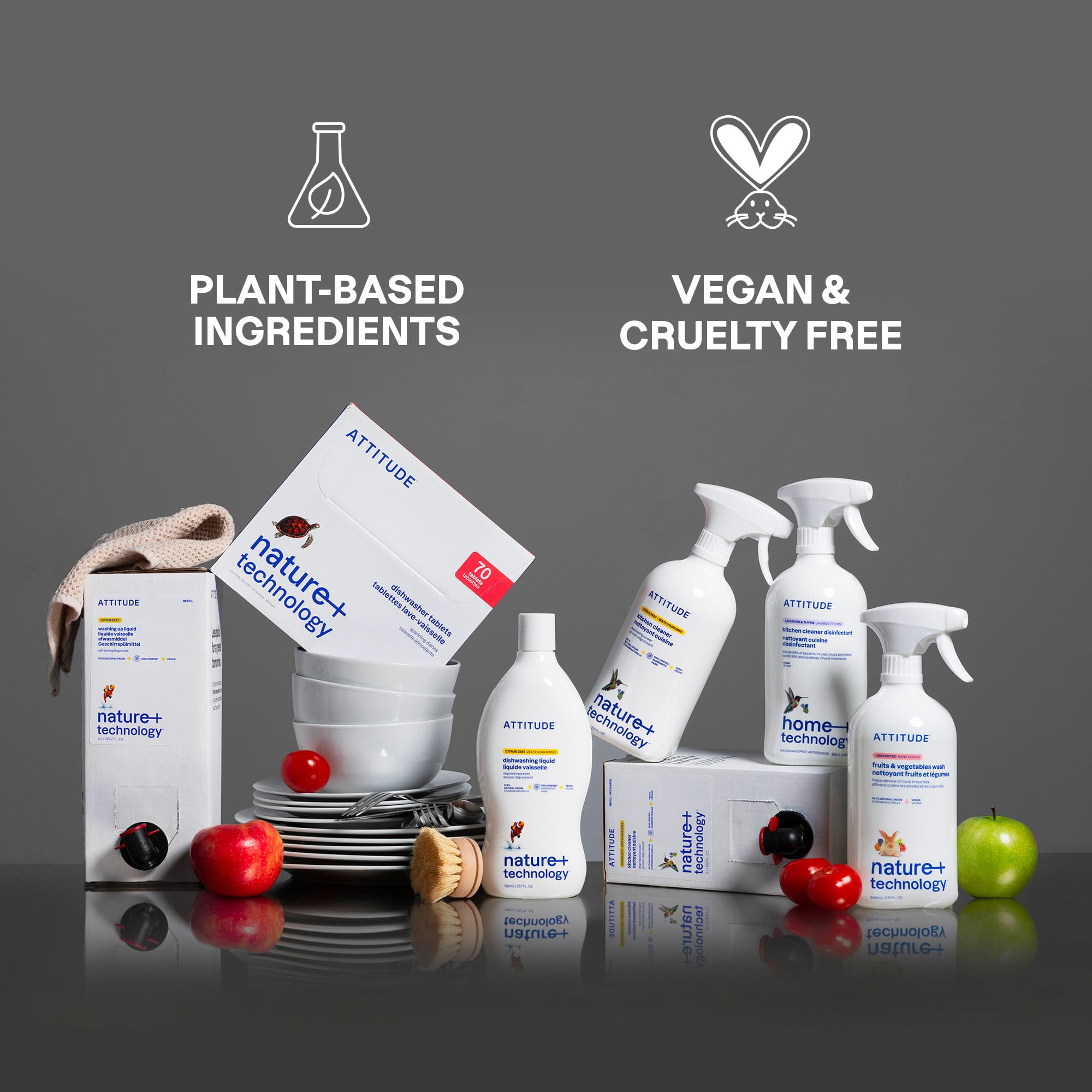ATTITUDE Dishwasher Pods Plant-Based Vegan Phosphate-Free

