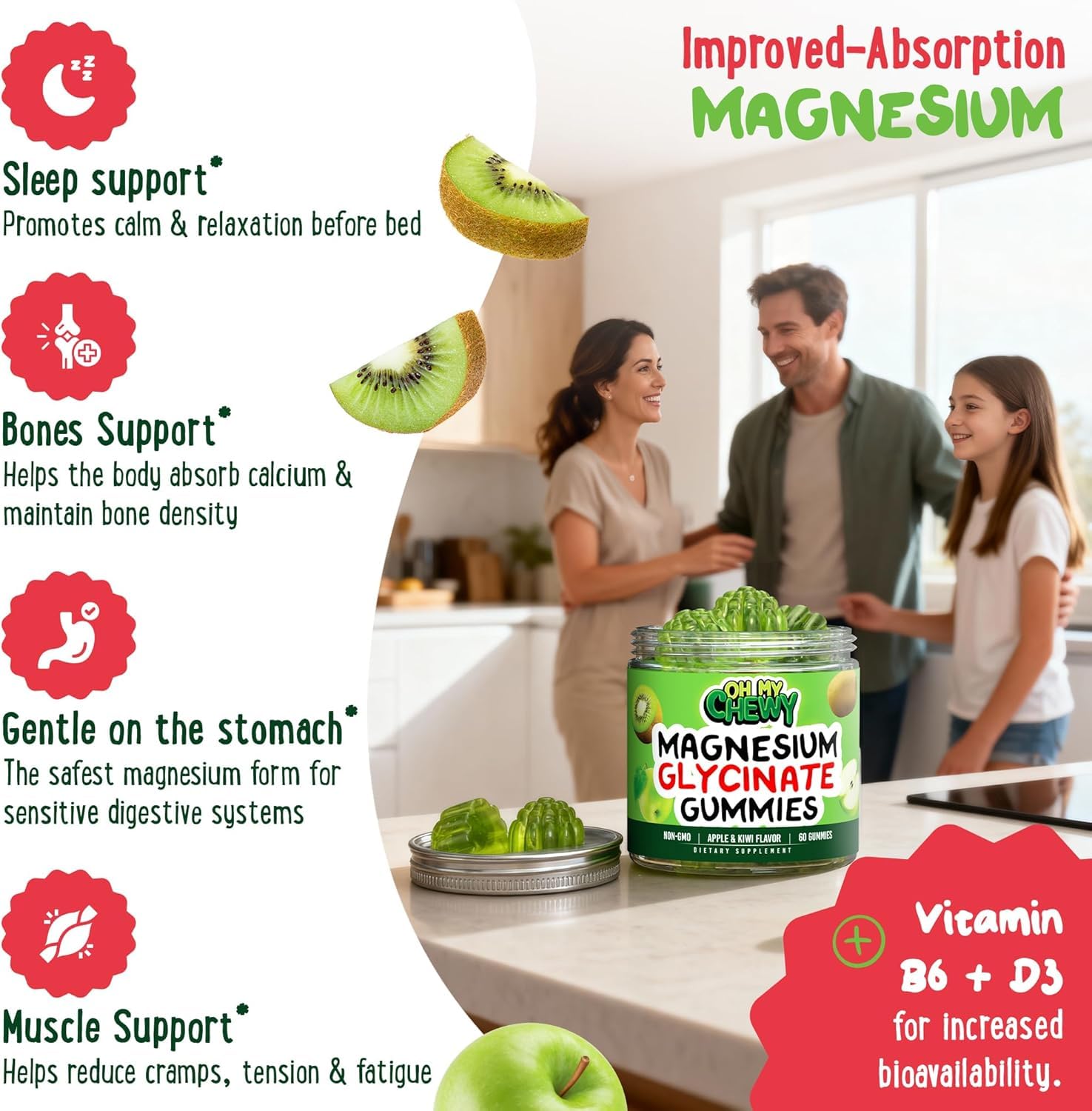 OH MY CHEWY Magnesium Glycinate Gummies for Sleep Support

