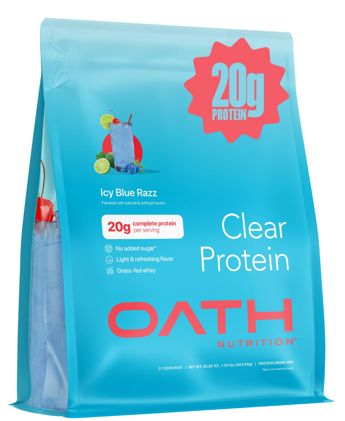 Oath Clear Whey Isolate Protein Powder - 20g Protein, No Added Sugar, Grass-Fed