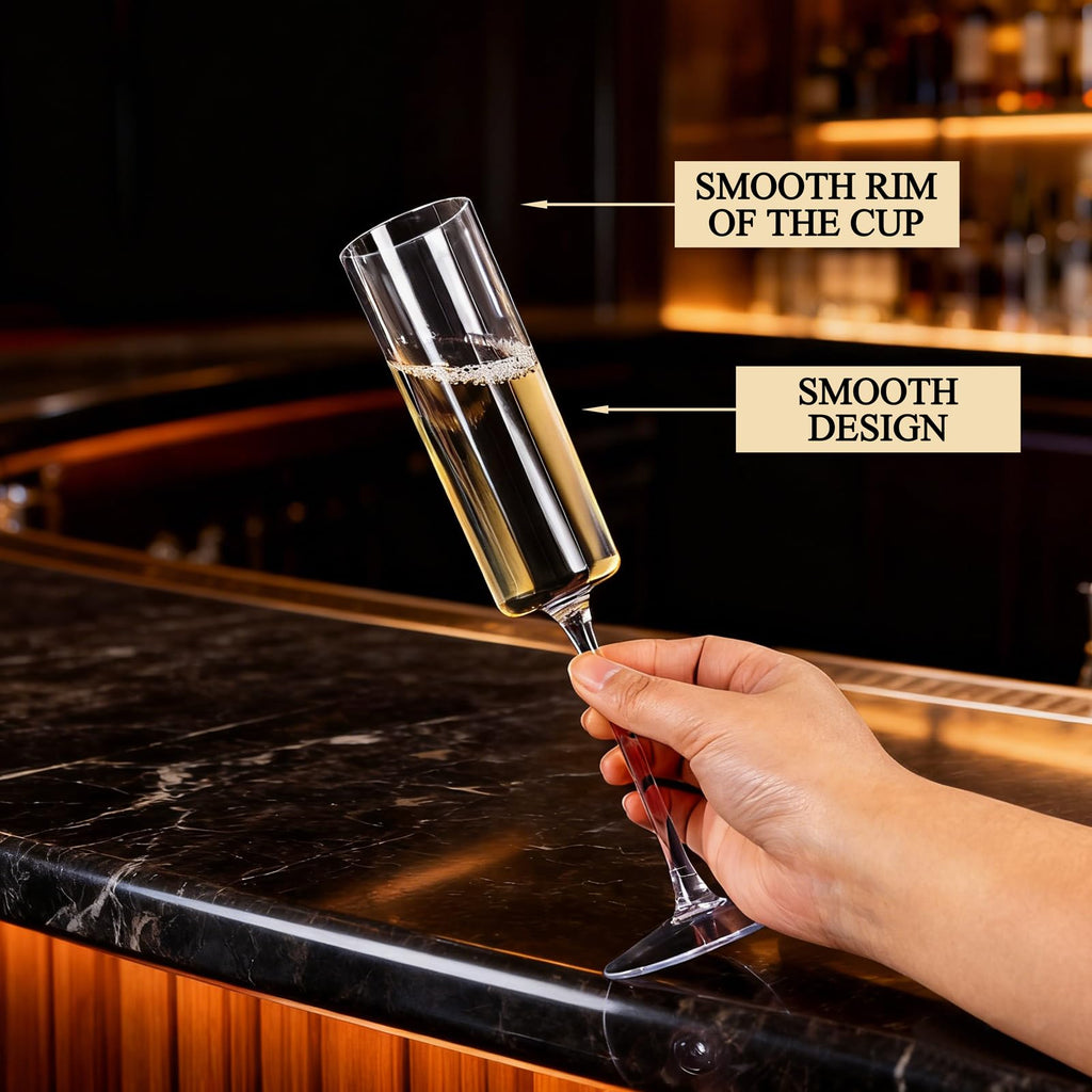 Ciaell Disposable Plastic Champagne Flutes | Party Glasses

