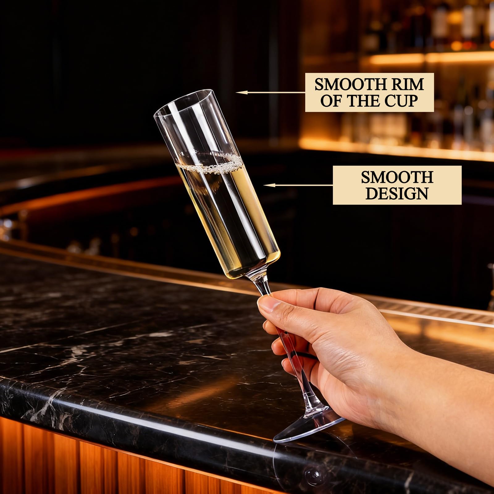 Ciaell Disposable Plastic Champagne Flutes | Party Glasses

