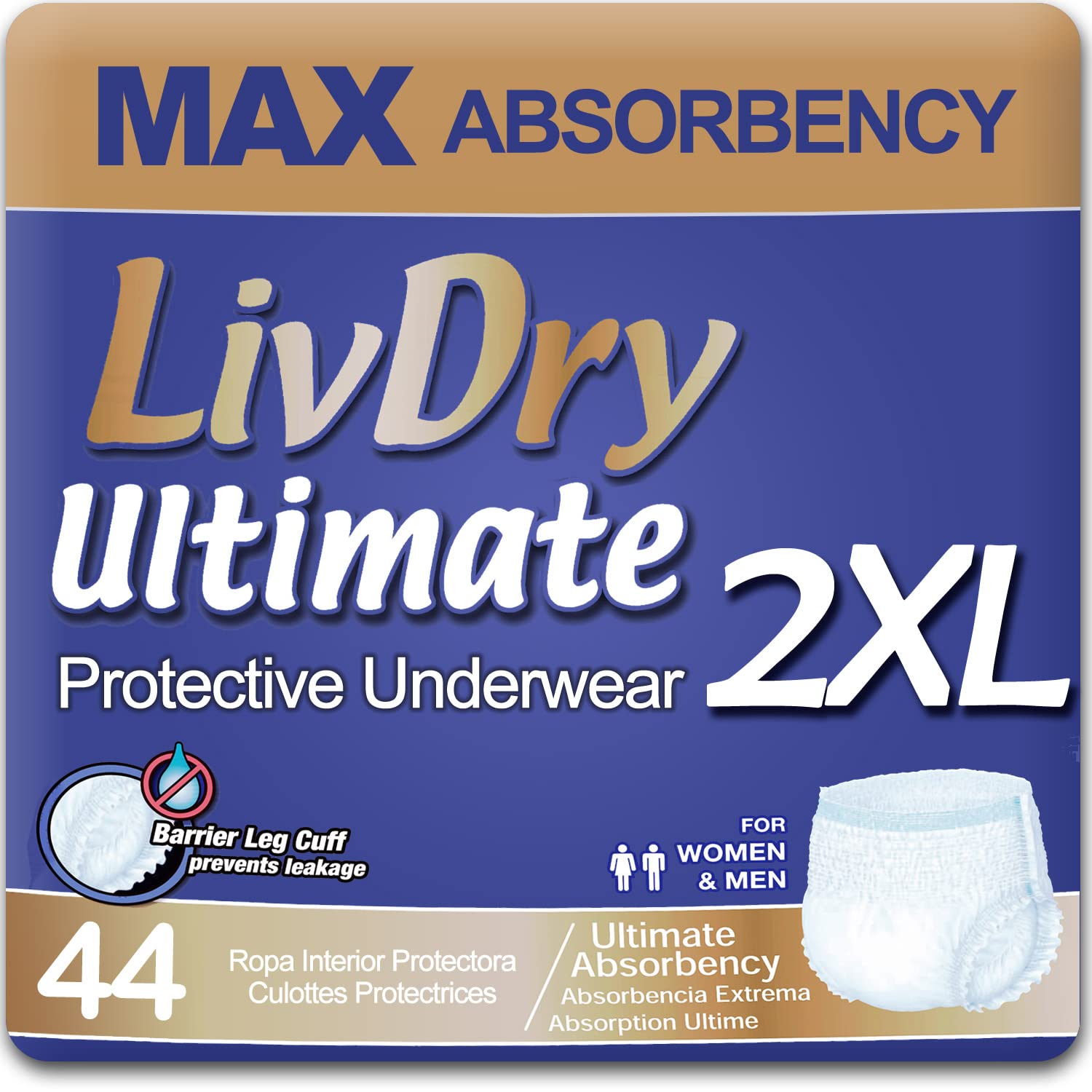 LivDry Ultimate Adult Incontinence Underwear - Max Absorbent