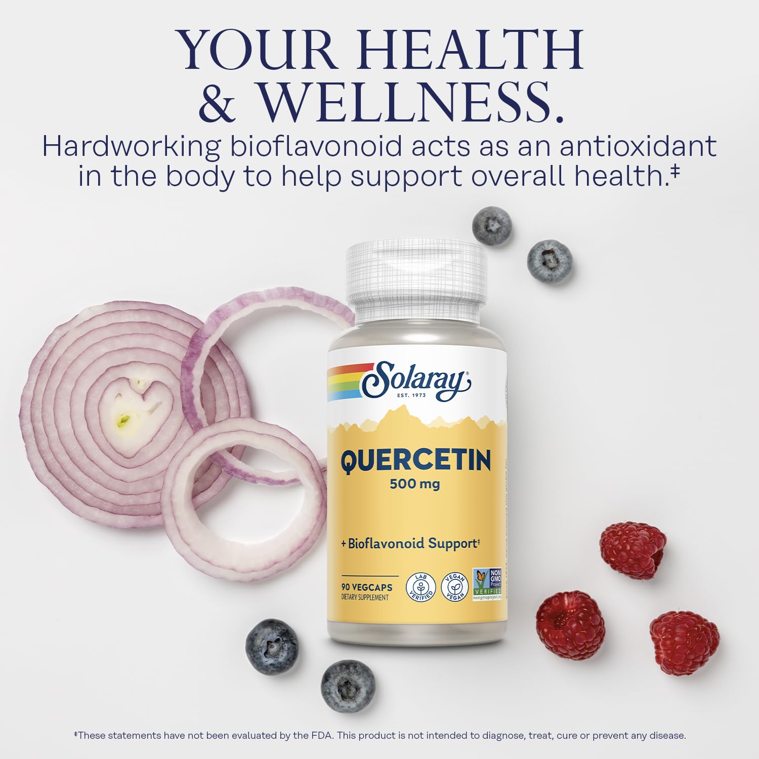 Solaray Quercetin 500mg Capsules - Vegan Antioxidant Support


