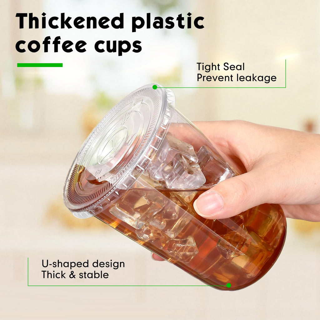 Ziliny PET Cups with Lids and Straws for Cold Drinks

