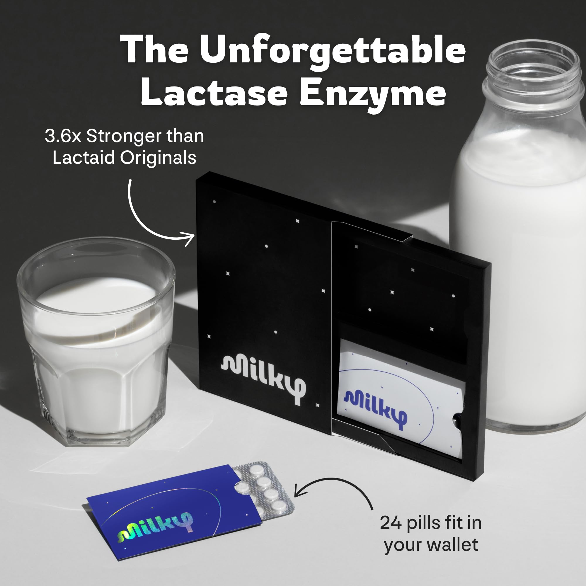 Milky Lactase Enzyme Pills for Lactose Intolerance Relief

