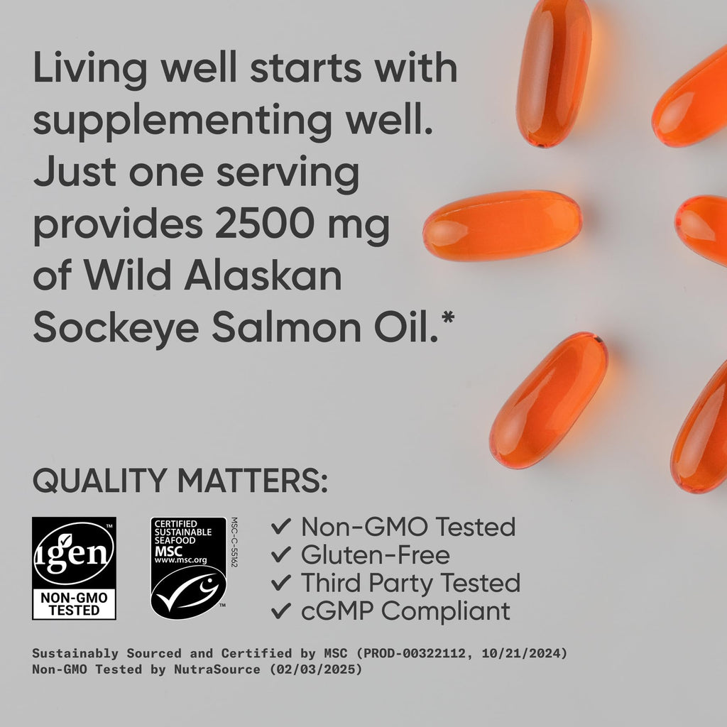 Sports Research Salmon Oil Softgels | Omega-3 EPA & DHA

