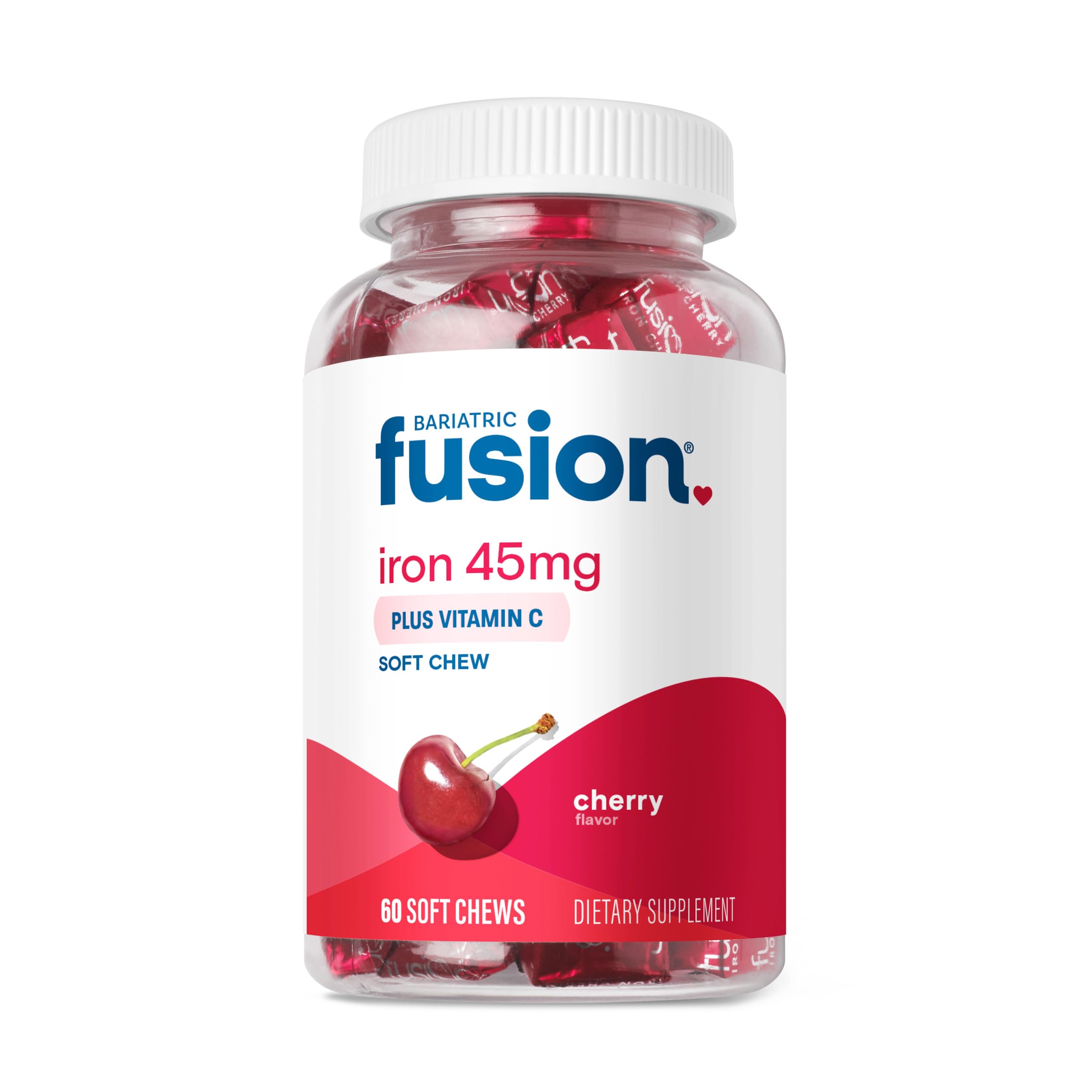 Bariatric Fusion Iron Supplement for Women and Men - Chewable Ferrous Fumarate with Vitamin C