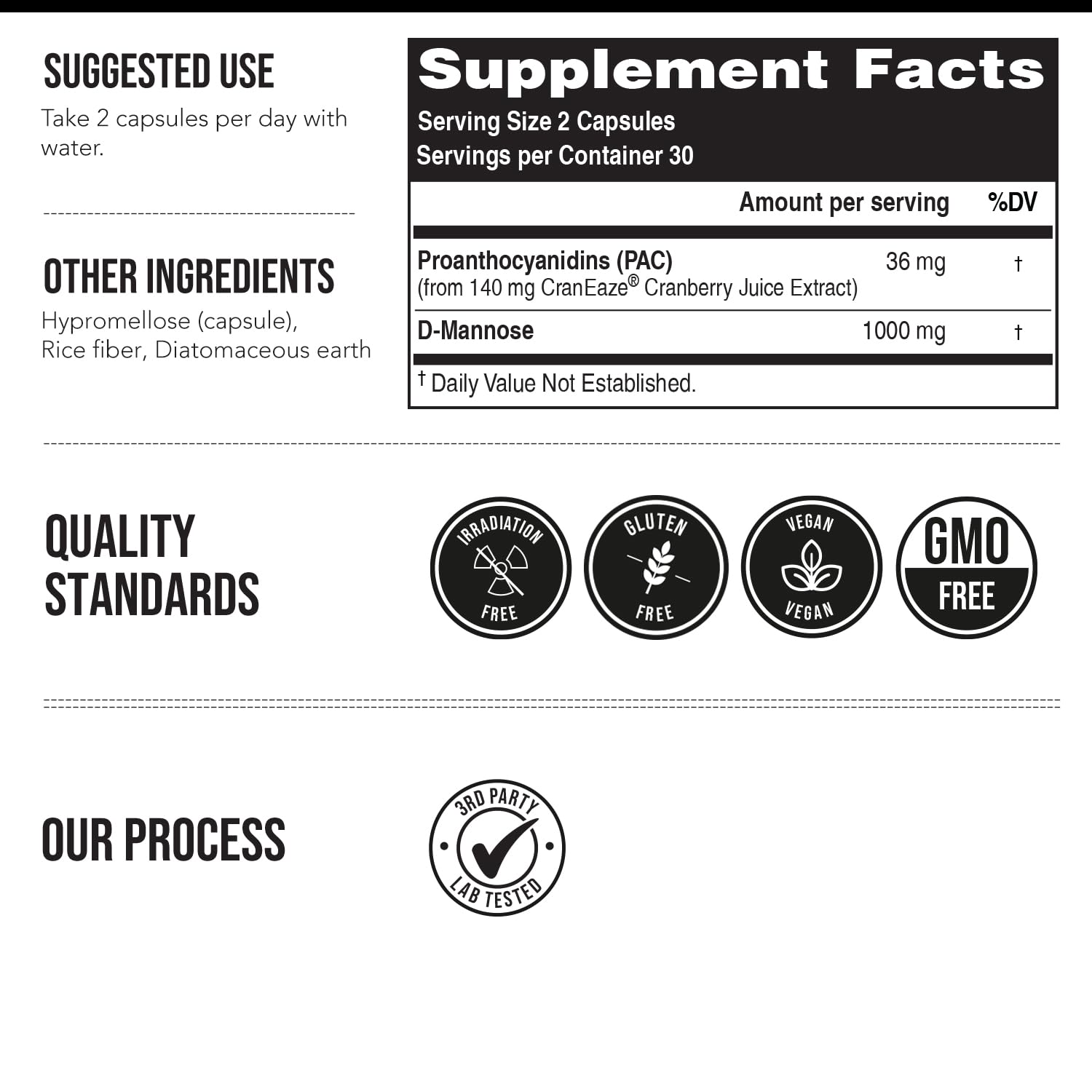 CranEaze Cranberry D-Mannose Urinary Tract Health Supplement

