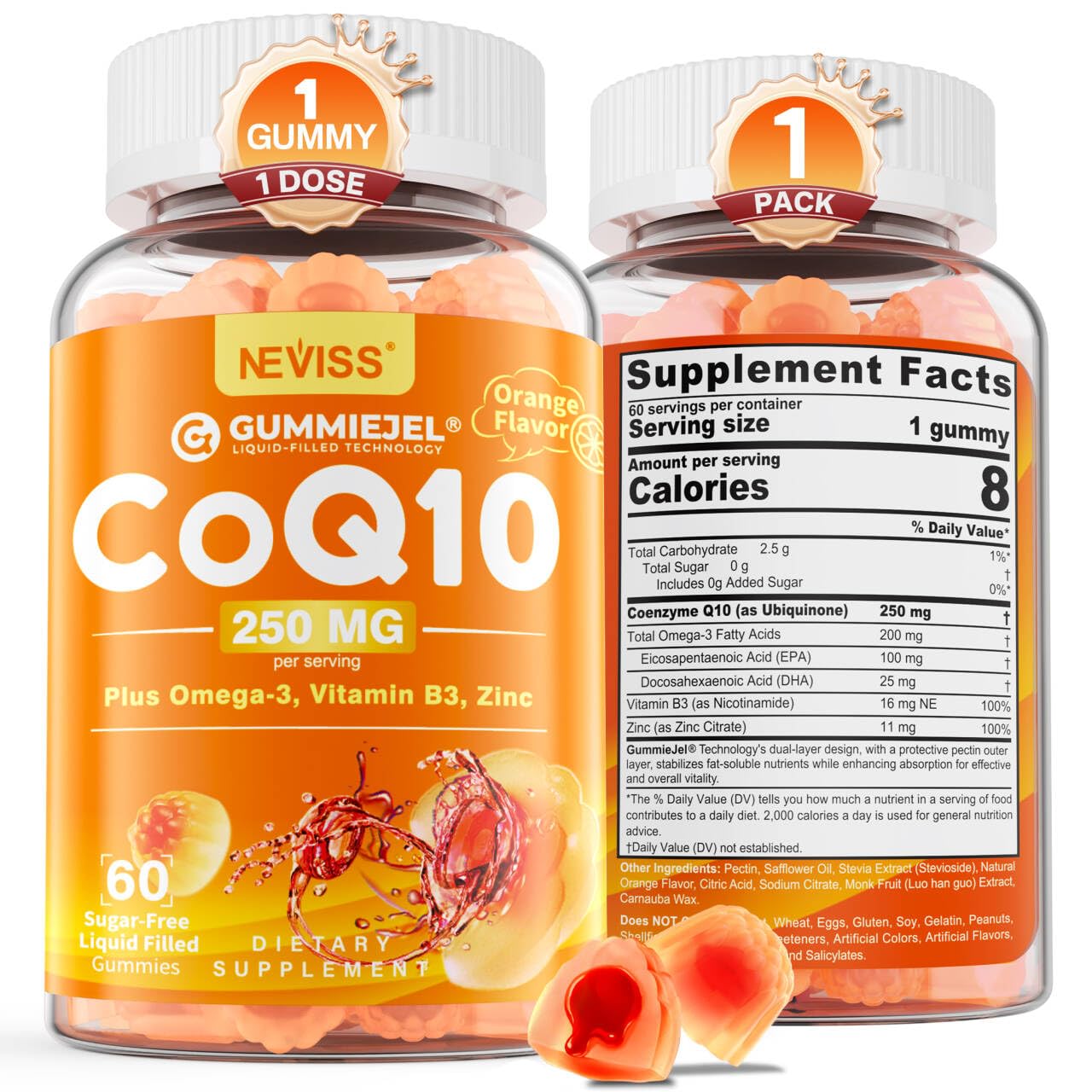NEVISS CoQ10 Gummies with Omega-3 for Heart Health | Vegan

