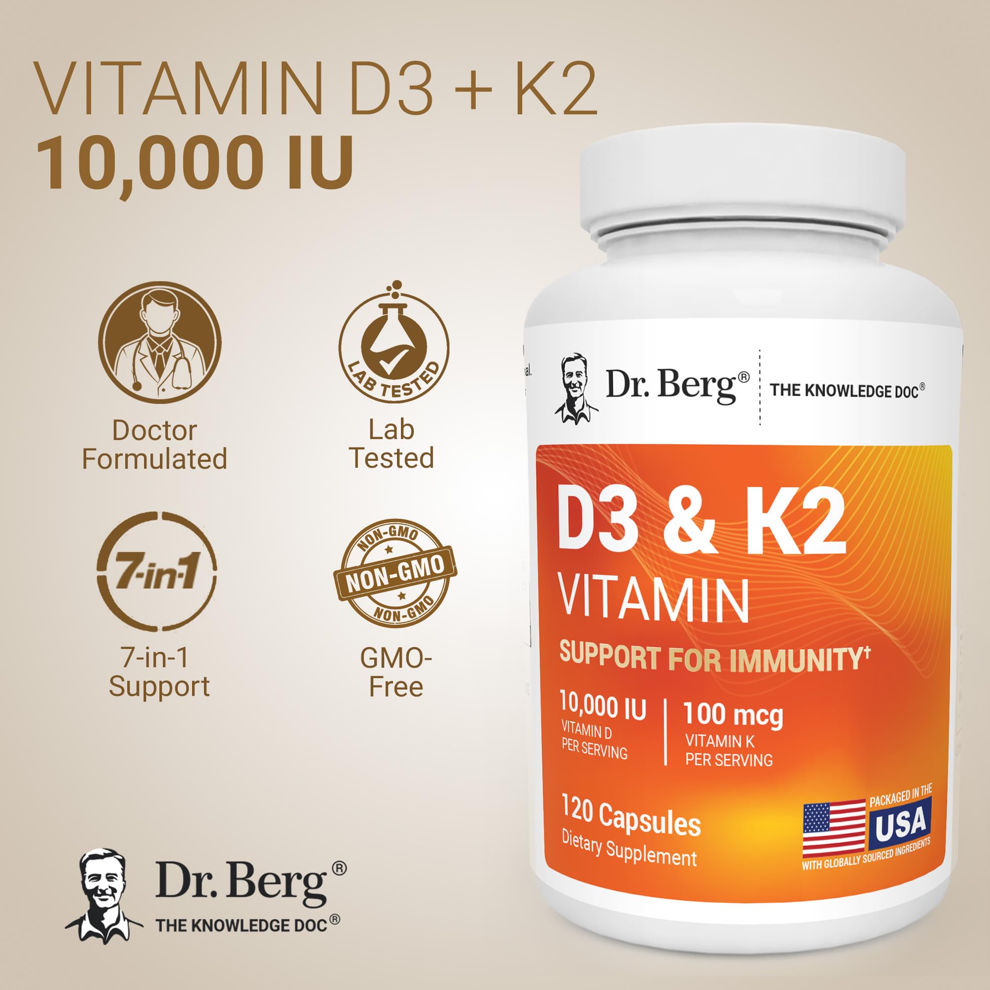 Dr. Berg Vitamin D3 K2 Maximum Strength 7-in-1

