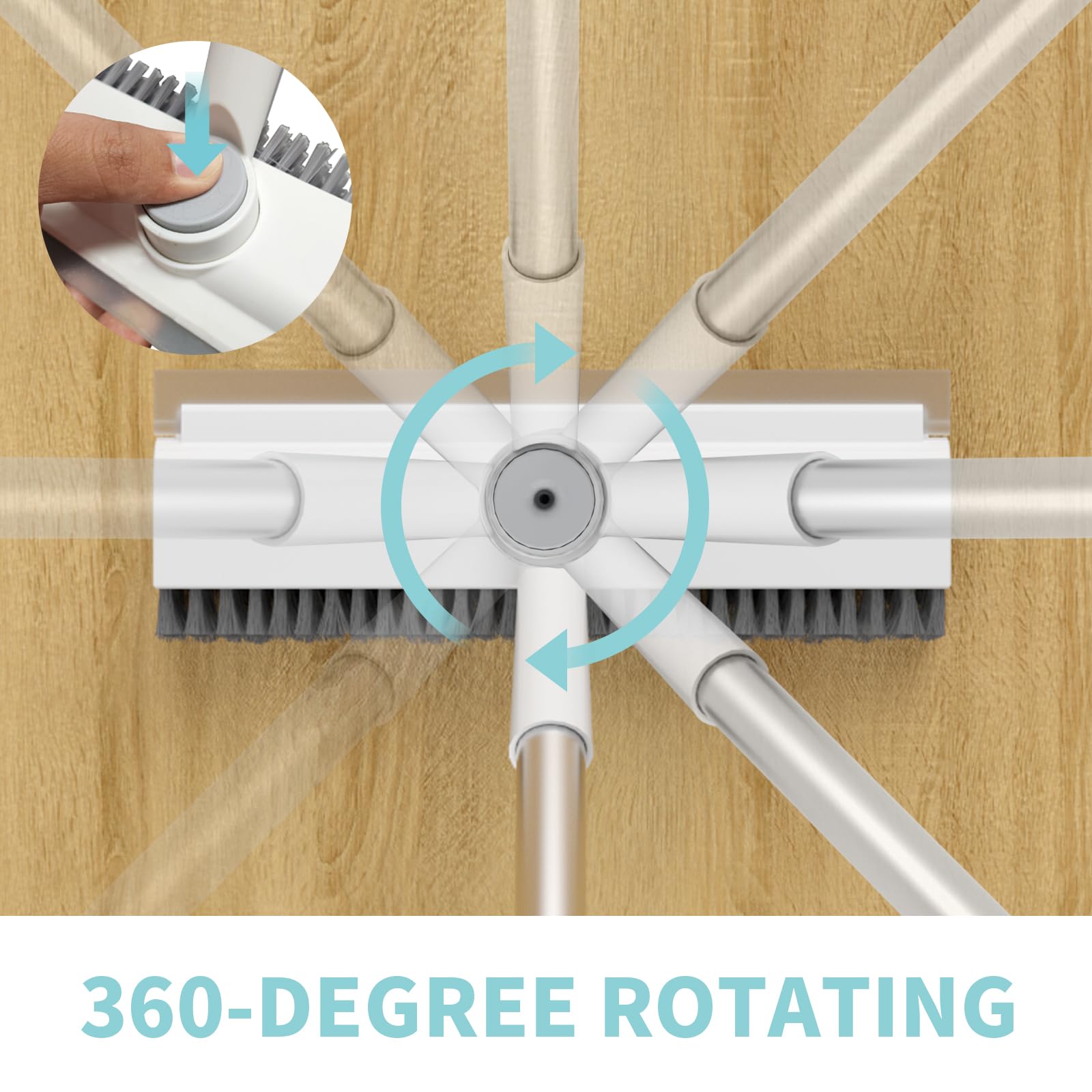 Floor Scrub Brush with Long Handle - 3-in-1 Scraper

