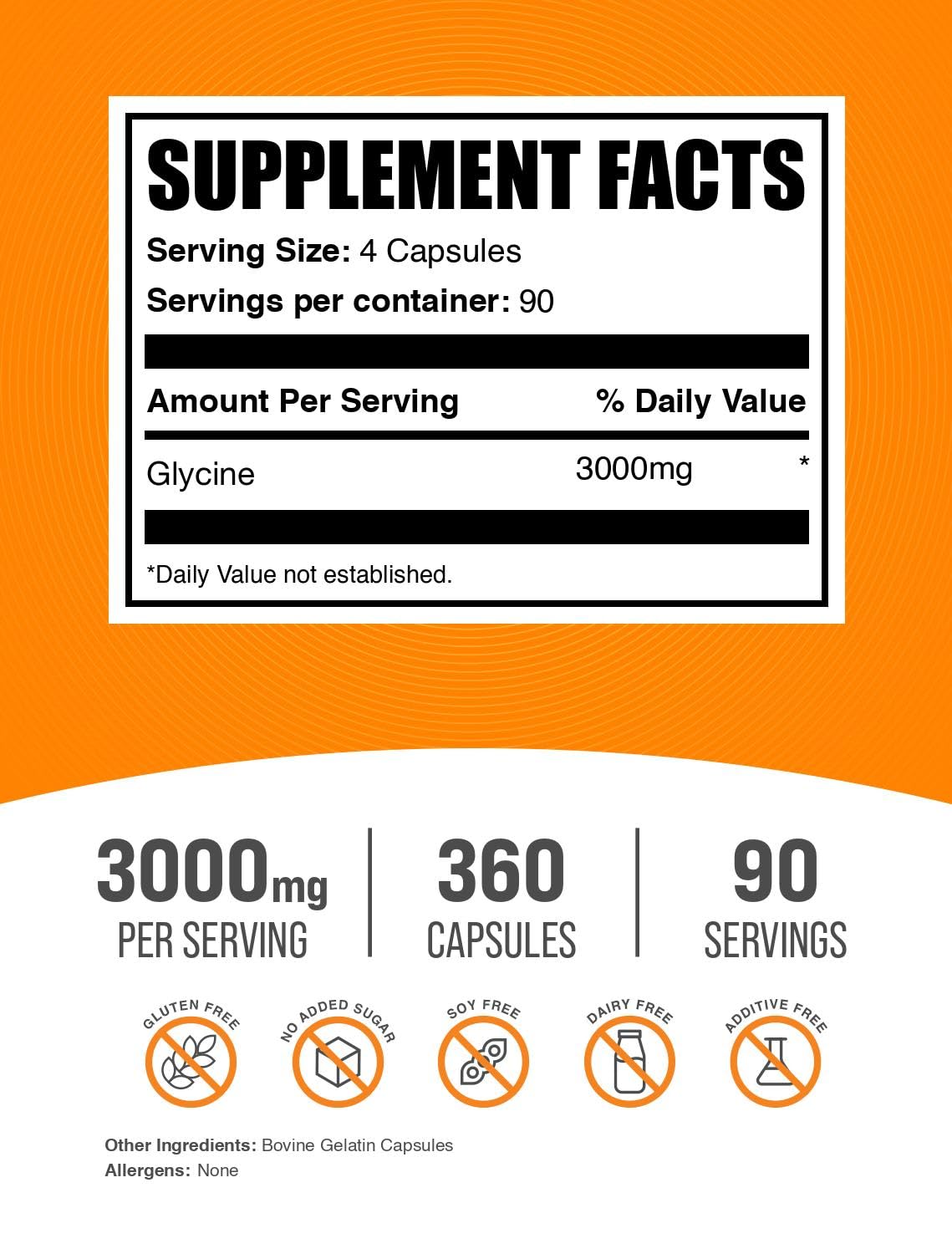 Glycine Capsules by BulkSupplements | Amino Acid

