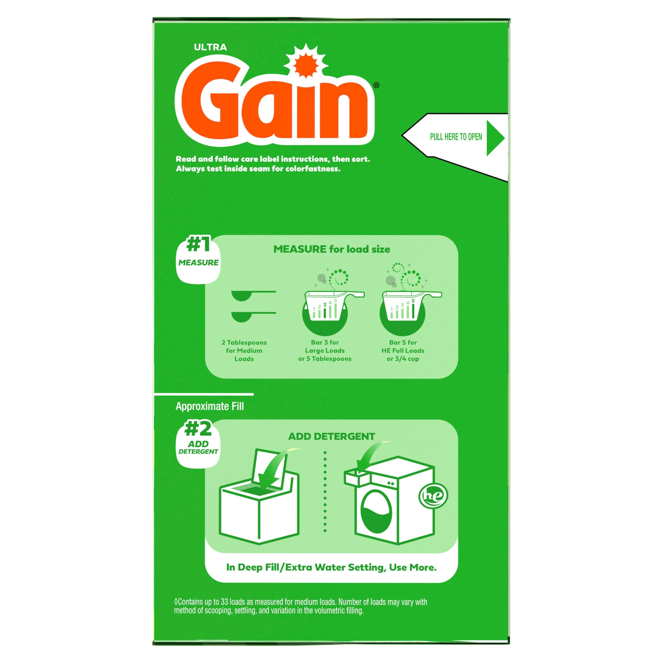 Gain Powder Laundry Detergent HE Safe

