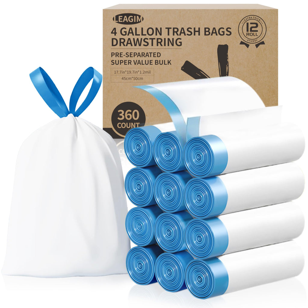 Small Drawstring Trash Bags HDPE 1.2 Mil Unscented

