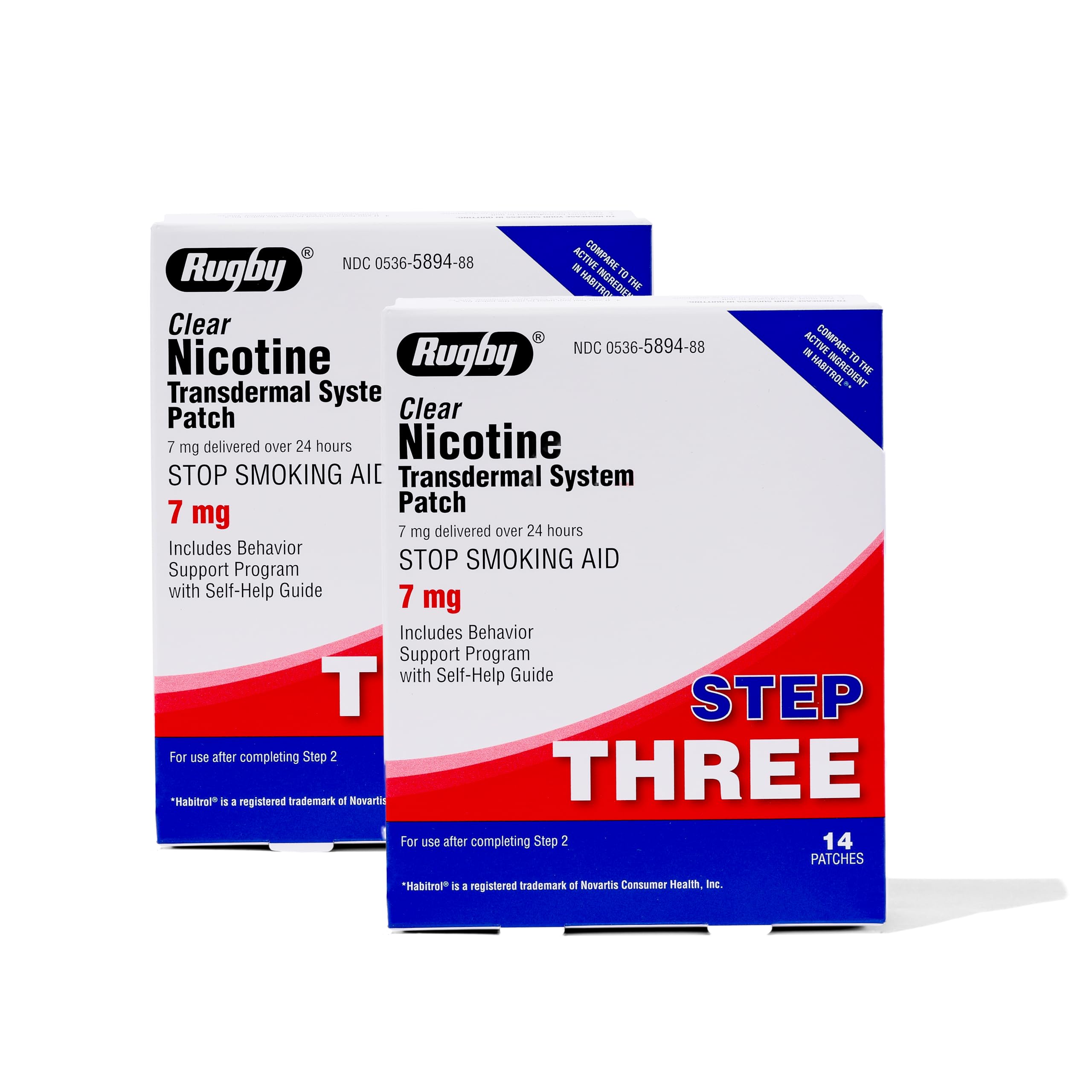 Rugby Clear Nicotine Patch Transdermal Quitting Aid Three-Step Program